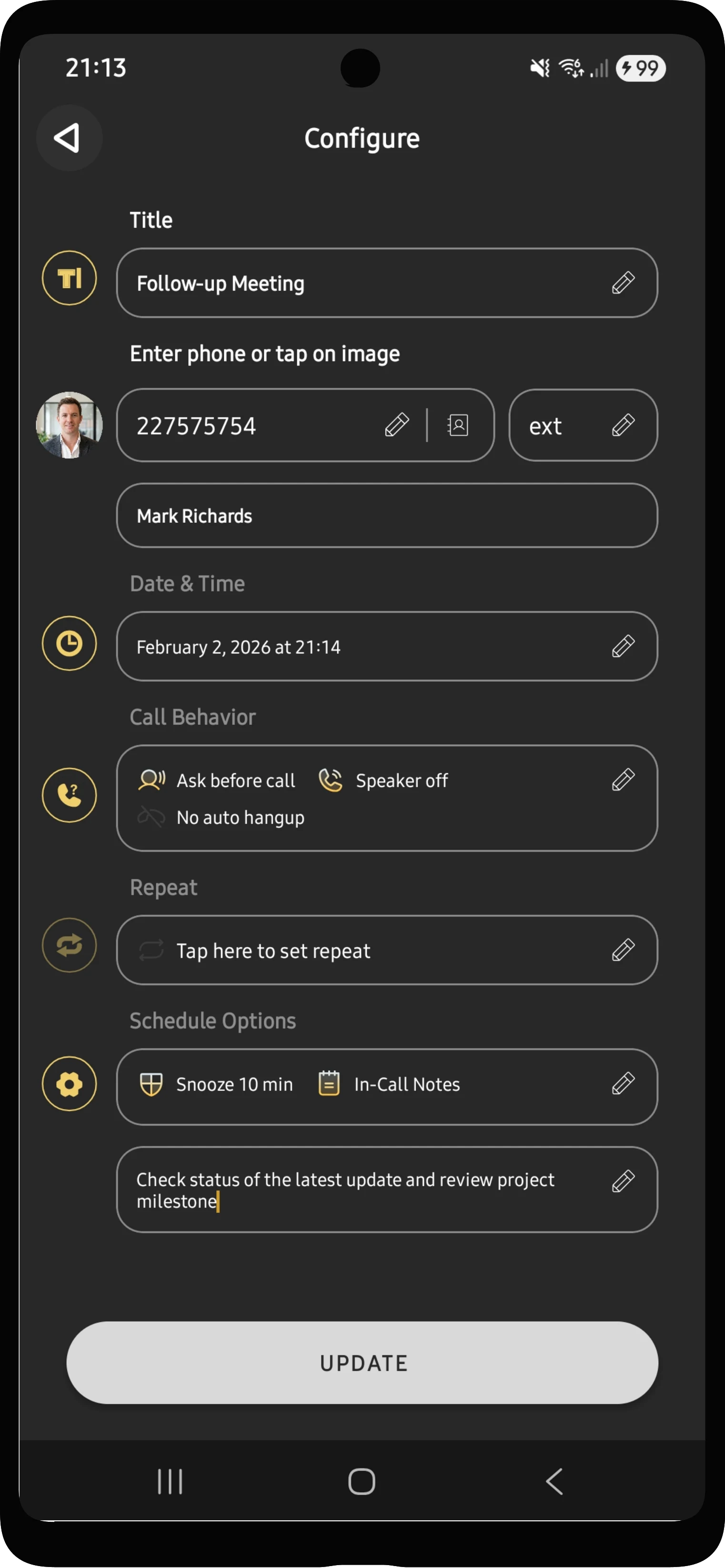 Auto Call Scheduler & Reminder screenshot